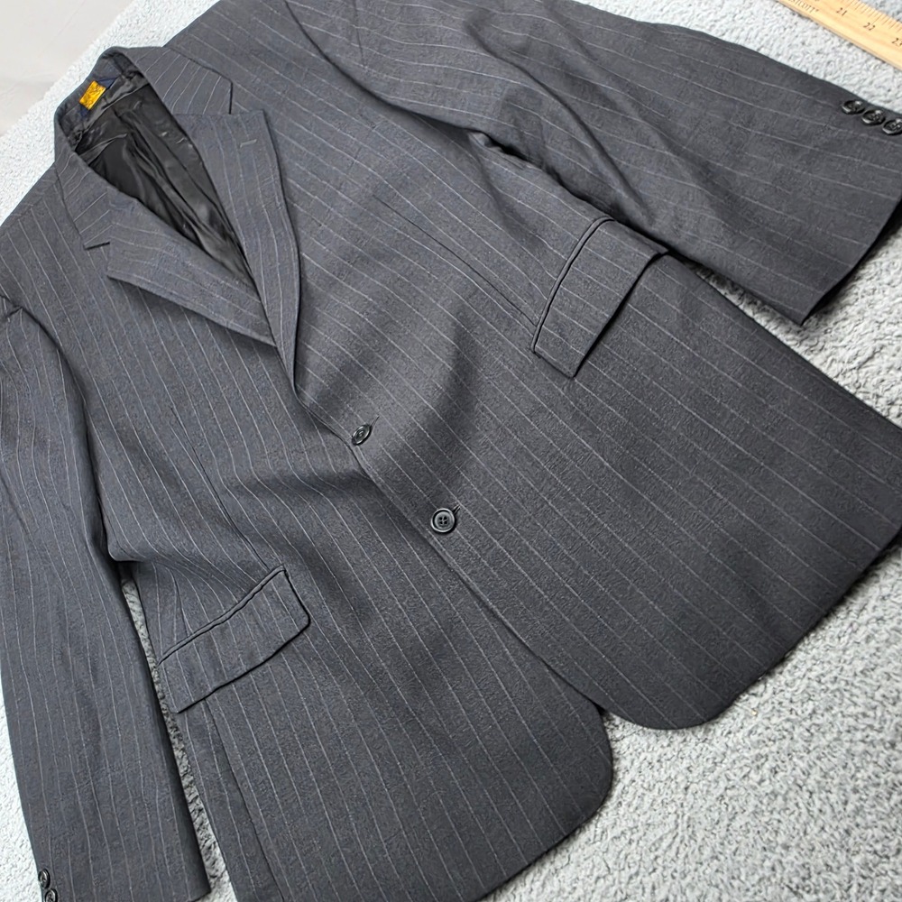 Brooks Brothers Brooksease Mens 48L Gray Pinstripe Wool Blend Suit Jacket Blazer